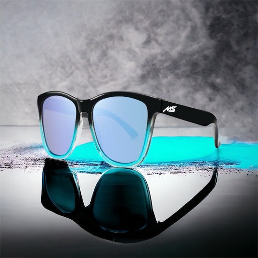 Black/neon blue-Blue lens